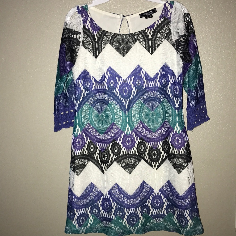 blue and purple dress